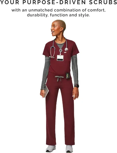 Miniatura 6 de FIGS Livingston - Pantalones médicos básicos para mujer, cintura de yoga, 2 bolsillos, ajuste clásico de pierna recta