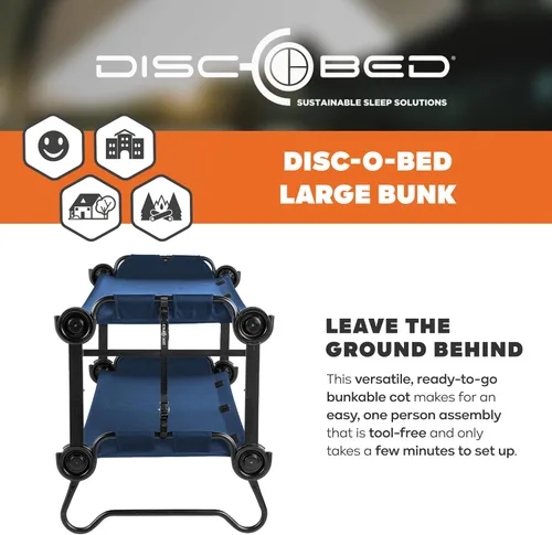 Miniatura 2 de Disc-O-Bed Gran banco convertible para exterior de 2 personas y cuna de camping doble para adultos, sistema de literas portátil, negro