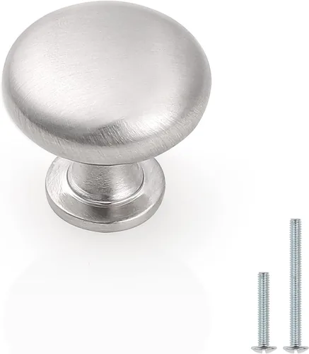 Miniatura 8 de Probrico Paquete de 25 perillas para gabinete, pomos redondos para muebles en acabado de níquel cepillado, perillas de cocina de 1-3/16 pulgadas