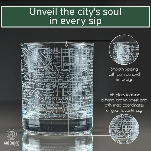 Miniatura 12 de Greenline Goods Vasos de whisky – Juego de vasos de 10 onzas para los amantes de San Luis, grabado con mapa de la ciudad de San Luis Old Fashioned