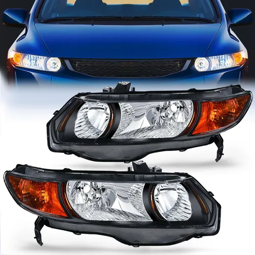 Miniatura 19 de Nilight - Conjunto de faros delanteros compatibles con Honda Civic 1996 1997 1998, reemplazo de faros delanteros, carcasa cromada, reflector ámbar