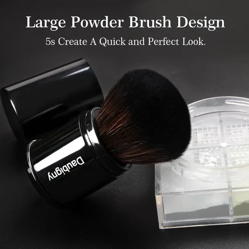 Miniatura 5 de Daubigny - Brocha de maquillaje retráctil Kabuki, brochas de base de viaje para base de maquillaje para rubor bronceador y polvo.. Negro