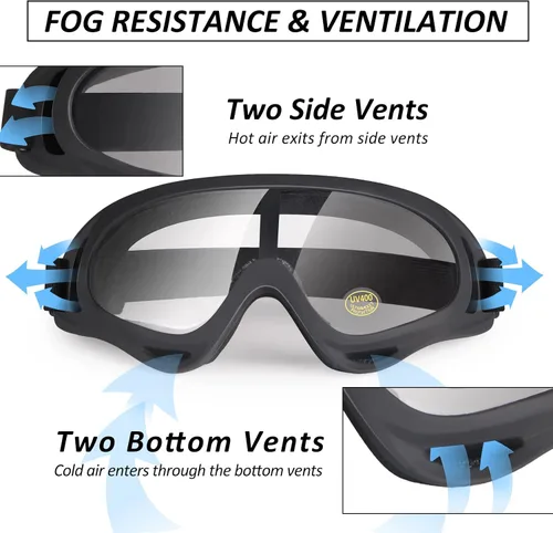 Miniatura 4 de Gafas transparentes para motocross, ATV, motocicletas, motocross, ciclismo, UTV, todoterreno, esquí, gafas protectoras antivaho, a prueba de polvo