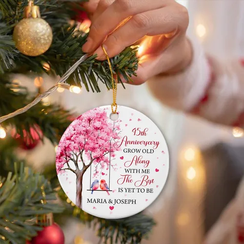 Miniatura 5 de Adorno personalizado de aniversario de boda para Mr & Mrs Married, 45 aniversario Grow Old Along with Me The Best is Yet to Be Ornament, adornos