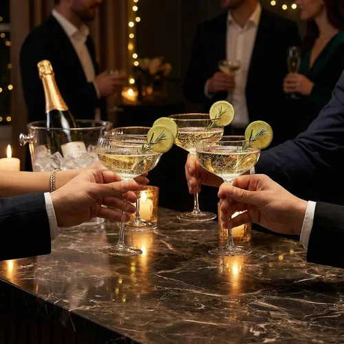 Miniatura 8 de Gold Rim Coupé - Juego de 4 vasos clásicos de Manhattan de 11 onzas, Martini, cócteles, champán, vino y agua, coupés con borde dorado, tallo