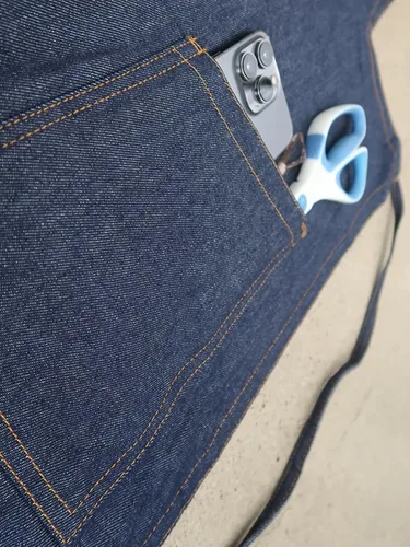 Miniatura 7 de BLUE DENIM, el delantal original dividido superpuesto para alfareros, chefs, jardineros, artistas, hombres y mujeres Azul Denim