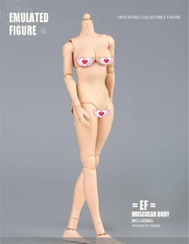 Miniatura 5 de Cuerpo de figura femenina a escala 1/6, piel pálida femenina busto grande medio sin costuras figura de acción flexible colección de muñecas