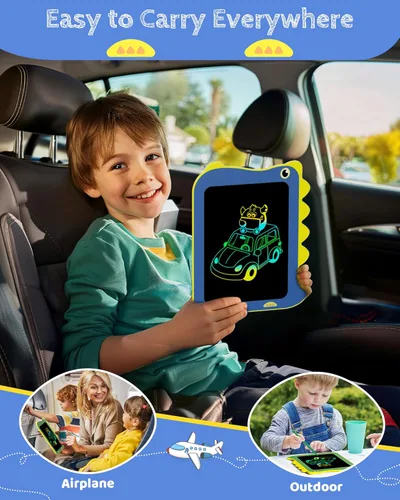 Miniatura 5 de TEKFUN Tableta de escritura LCD para niños, tablero de garabatos, juguetes de dinosaurio, juguetes esenciales de viaje para niños y niñas de 3, 4