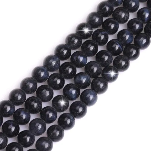 Miniatura 40 de GEM-Inside - Cuentas redondas de ágata de ónix azul claro natural de 0.394 pulgadas (0.394 in) con agujero grande para hacer joyas, suministros
