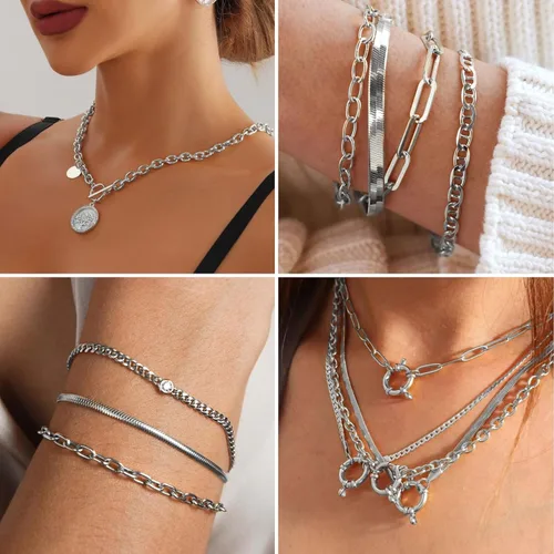 Miniatura 4 de Cadikez - 33 pies de cadenas de cable rolo de plata, 5 mm de aluminio chapado en plata, cadena de eslabones ovalados en O, en rollo a granel