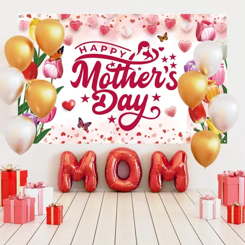 Miniatura 5 de Decoraciones para el Día de la Madre, telón de fondo para decoración de fiesta del día de la madre, 71 x 43 pulgadas