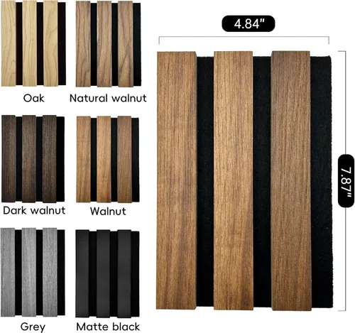 Miniatura 2 de RITOLLO Paneles de madera para pared de 4.92 x 7.68 pulgadas, paneles acústicos para decoración de pared interior, panel de absorción de sonido