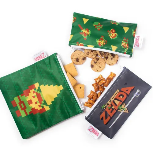 Miniatura 2 de Bumkins Nintendo Bolsas reutilizables para sándwiches y aperitivos, para el almuerzo escolar de los niños y para porciones de adultos, tela lavable