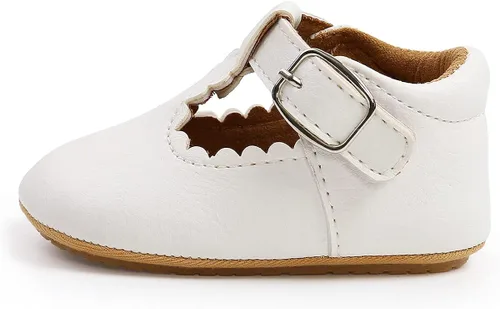 Miniatura 8 de QWZban Zapatos planos Mary Jane para bebés y niñas con Bownot, suela suave, suela suave, piel sintética, recién nacidos, primeros pasos, para fiesta