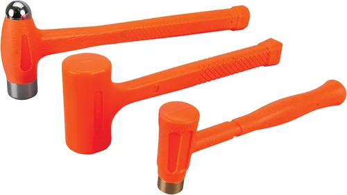 Performance Tool M7234 - Juego de martillo de soplado muerto con tapa de latón, martillos de bola y muerto y revestimiento de uretano, naranja (3