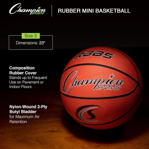 Miniatura 3 de Champion Sports® Rubber Basketballs – Heavy Duty Pro-Style, Indoor/Outdoor Use, Premium Basketball Equipment for Physical Education, Various Sizes &