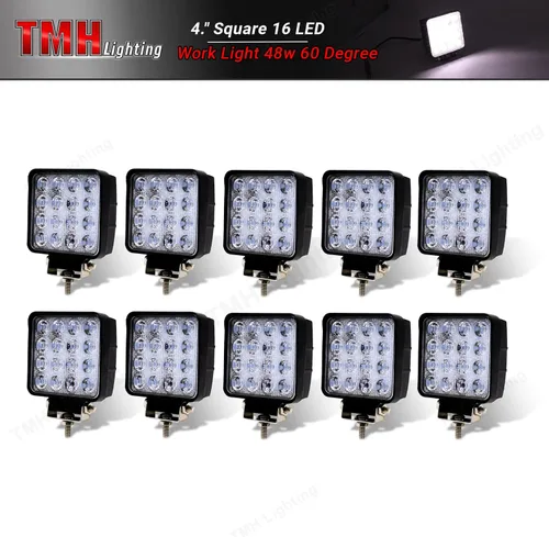 Miniatura 2 de Paquete de 10 luces LED TMH de 48 W con forma cuadrada de 60 grados, luz de inundación, luz de conducción, ATV, todoterreno, 4wd, 4x4, Utv, Van
