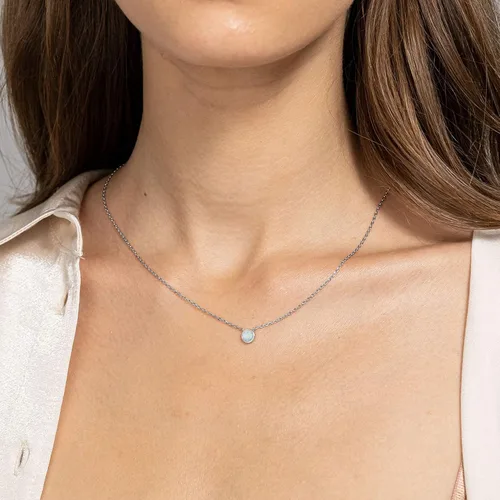 Miniatura 2 de PAVOI Collar de ópalo blanco creado chapado en oro de 14 quilates Collares de ópalo para mujer