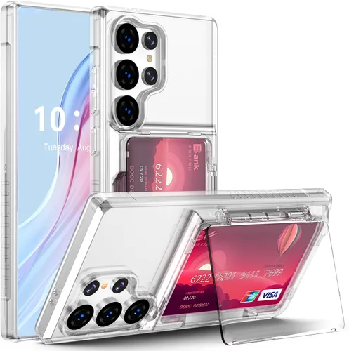 Miniatura 11 de Funda tipo billetera compatible con Galaxy S23 Ultra con soporte para tarjeta de crédito, ranura para tarjeta de identificación, a prueba de golpes
