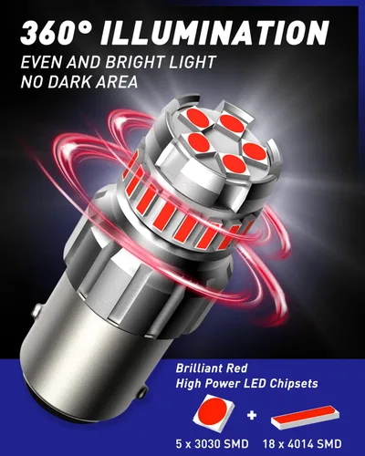 Miniatura 5 de AUTOONE Bombilla LED roja 1157 para luces de freno, bombillas LED BAY15D 2057 2357 7528 para luz trasera, 300% más brillantes, Canbus listas