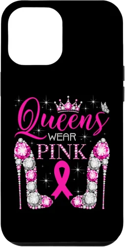 iPhone 12 Pro Max Queens Wear Rosa Concientización del Cáncer de Mama Estuche con Cinta Rosa
