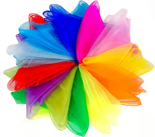 Pañuelos de Malabarismo, 12 PCS Pañuelos de Baile para Niños Pañuelos de Seda para Juegos Infantiles para Niños Pequeños Movimiento Musical Pañuelo