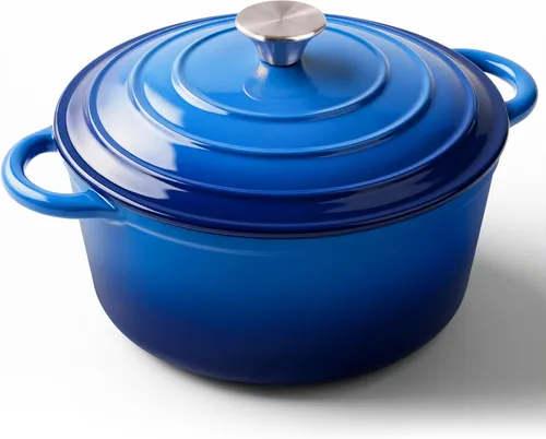 Miniatura 17 de Miereirl Olla Holandesa Esmaltada de 6.5 Cuartos con Tapa, Olla Holandesa de Hierro Fundido con Asas Dobles para Hornear Pan, Cocinar, Utensilios