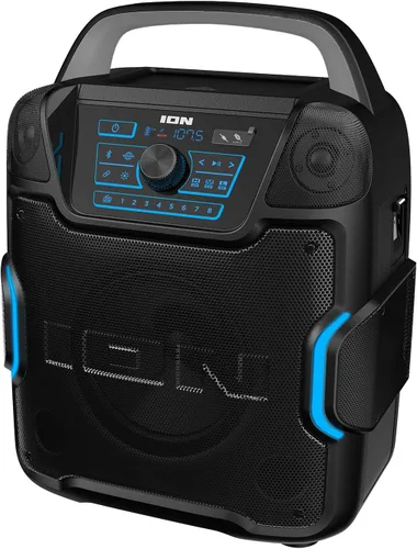 ION Sport 320 - Altavoz de fiesta Bluetooth para exteriores de 200 vatios con batería recargable, radio FM, luces, carga USB, aplicación, sonido