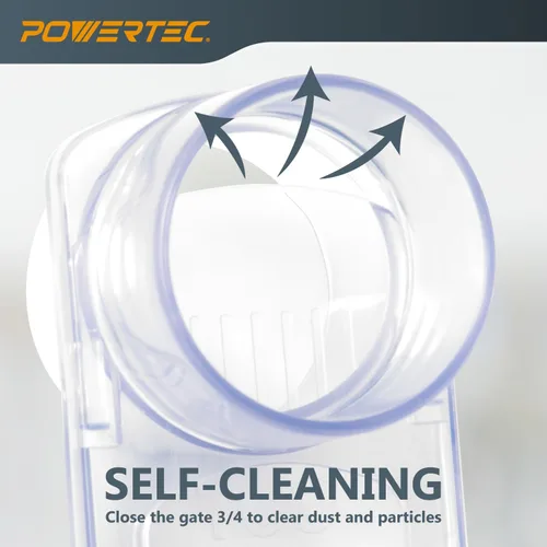 Miniatura 6 de POWERTEC Kit de accesorios de recolección de polvo de 2-1/2 pulgadas con conectores transparentes, puertas de explosión y abrazaderas de manguera