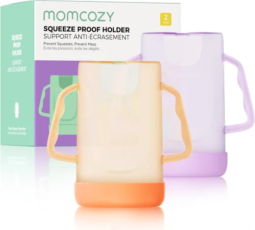 Miniatura 13 de Momcozy Soporte para bolsa de bebé sin apretar, soporte para caja de alimentos y jugos para bebés, sin desorden, fácil agarre para autoalimentación