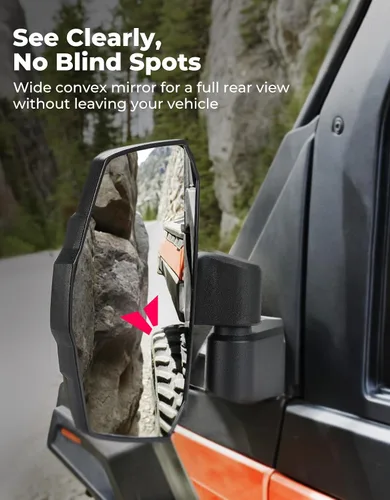 Miniatura 2 de KEMIMOTO Espejos laterales mejorados, de gran tamaño, montados en puerta, compatibles con Polaris Ranger 1000 570 Northstar XP SP 2018-2025 2026