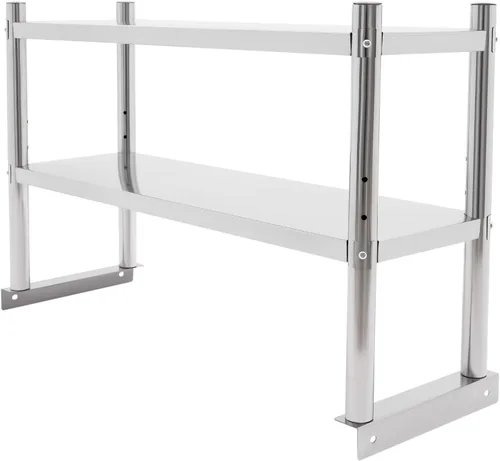 Estantes de almacenamiento de garaje de 2 capas resistente con pies antideslizantes, unidad de estantería de acero inoxidable de 176 libras, estante