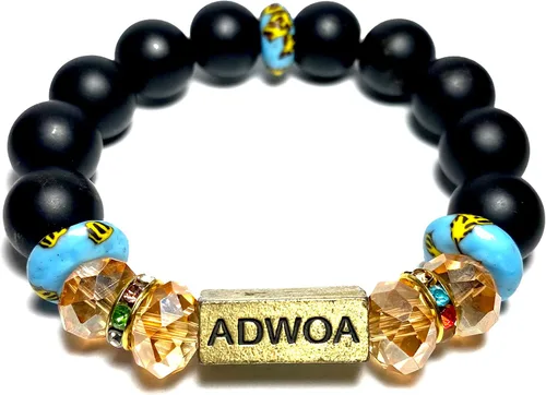 Miniatura 31 de Pulseras africanas tradicionales con nombre nacido en el día para mujeres de Ghana, materiales naturales, ajuste cómodo y holgado