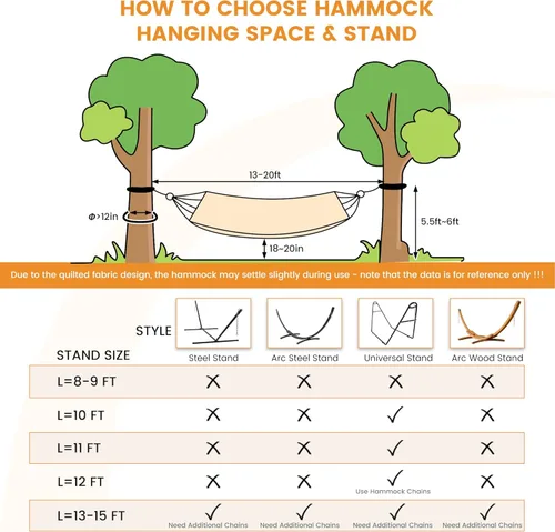 Miniatura 7 de Lazy Daze Hammocks Hamaca de tela acolchada de 12 pies con almohada suave, hamaca doble para 2 personas con barra separadora para patio exterior