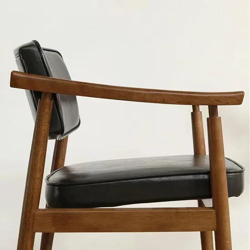 Miniatura 6 de sillas de comedor Solid Wood Dining Chair Leisure Armrest Backrest Upholstered Office Modern Kitchen(Gris)