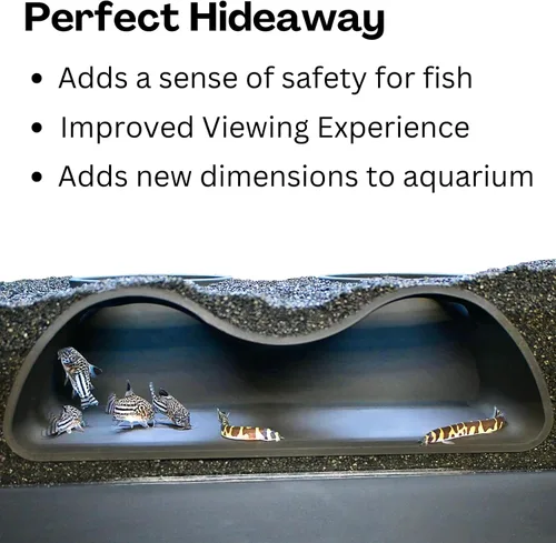 Miniatura 4 de Lucky Critter Túnel Subterráneo de Acuario, Cueva con Curva Natural de Dos Agujeros Observación de Peces y Camarones Bajo el Túnel de Grava