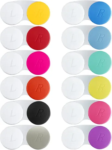 Estuche para lentes de contacto de 12 piezas, caja colorida para lentes de contacto izquierdos/derechos, contenedor de soporte para lentes de 12
