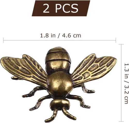 Miniatura 4 de 2 piezas de figuras de abejas doradas de latón, figuras de animales e insectos, estatua de Feng Shui, juguetes, decoración dorada para escritorio