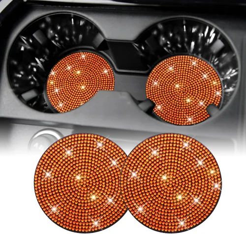 Miniatura 21 de SINGARO - Posavasos brillantes para automóvil, 4 posavasos antideslizantes universales, decorativos e integrados, accesorios para interiores de Rojo