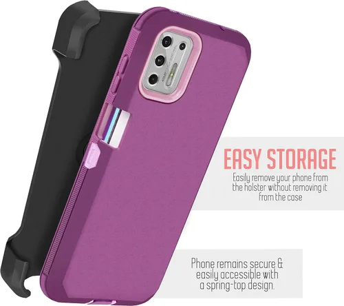 Miniatura 3 de Funda compatible con Motorola Moto G Stylus 2021, resistente, a prueba de golpes, cuerpo completo, protector de pantalla integrado, con soporte