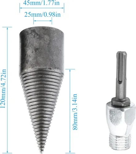 Miniatura 4 de Wood Log Splitter Firewood Drill Bit, Removable Wood Splitter Drill Bits, Heavy Duty Drill Screw Cone Driver with Square/Round Handle for
