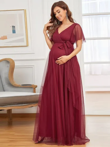 Miniatura 3 de Ever-Pretty Vestido formal de maternidad con cuello en V y manga corta para mujer 20886
