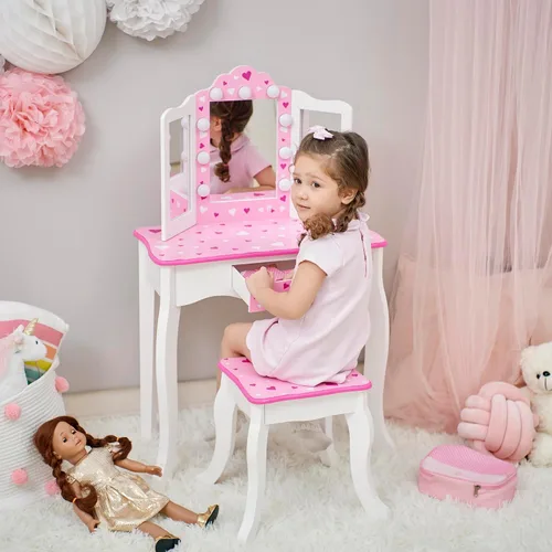 Miniatura 3 de Teamson Kids - Sweethearts Print Gisele Medium Vanity - Blanco/Rosa
