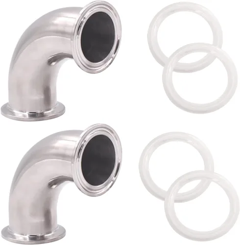DERNORD Paquete de 2 tubos de 1.5 pulgadas OD sanitaria codo de virola de 90 grados con 4 juntas de silicona SUS304 Tri Clamp 1.5 pulgadas