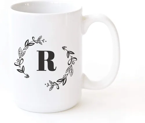 Miniatura 11 de The Cotton & Canvas Co. Botánico personalizado monograma inicial letra A taza de café porcelana cerámica taza de café para ella, para él