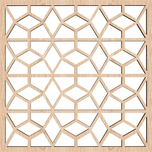 Miniatura 4 de 11 3/8 pulgadas de ancho x 11 3/8 pulgadas de alto x 3/8 pulgadas de alto, pequeños paneles de pared de madera de calado decorativo Akron, roble