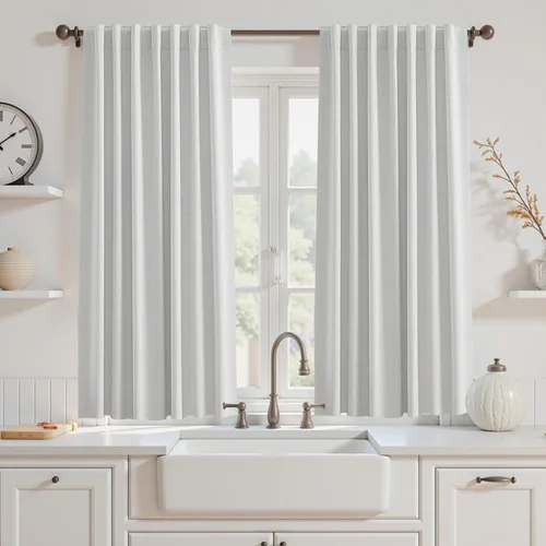 Miniatura 97 de UHITECH Cortinas opacas de 35 pulgadas de largo para sala de estar, 2 paneles, cortina opaca corta para cocina para ventanas pequeñas, cortinas