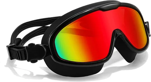 FEISEDY Gafas de natación sin fugas, antivaho para piscina, para adultos, hombres, mujeres, jóvenes, visión clara de 180°, UV400 B2389
