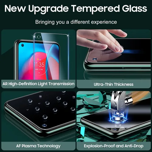 Miniatura 5 de UniqueMe Paquete de 2 + 2 protectores de pantalla compatibles con Motorola Moto G Stylus 5G 2021 de vidrio templado + protector de lente de cámara