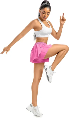 Miniatura 6 de Pantalones cortos fluidos para mujer, gimnasio, yoga, entrenamiento, correr, tenis, faldas de elastano, ropa linda, casual, verano, paquete de 3